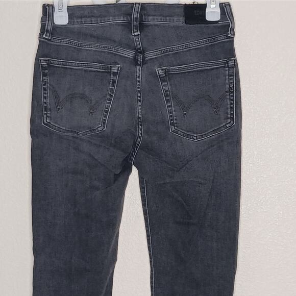 Edwin Pixie Womens Jeans 26 Mid Rise 9" Skinny Weathered Black Denim - Picture 6 of 16